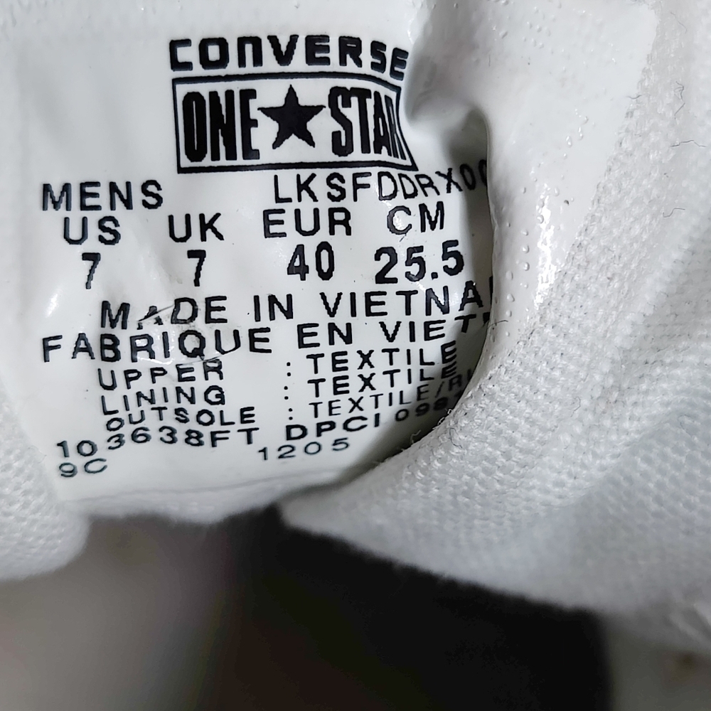 CONVERSE ONE STAR Chuck Taylor High Top Black White Sneaker Men's Shoe Size 7 - Picture 9 of 9